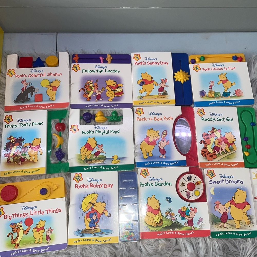 Vintage Disney Pooh’s Learning Book Series of 12 interactive Books